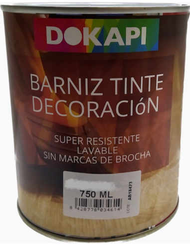 BARNIZ TINTE DECORACION DOKAPI BRILLANTE B. 750ML  CAOBA