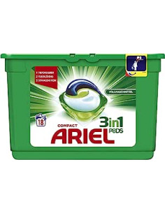 DETERGENTE ARIEL CAPULAS 3 EN 1 - 18 UNIDADES