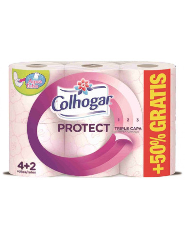 COLHOGAR PAPEL HIGIÉNICO PROTECT CARE 6 ROLLOS    3 CAPAS