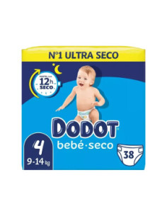 PAÑAL DODOT BEBÉ SECO TALLA 4 9-14KG 38 UNIDADES