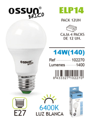 LAMPARA LED OSSUN STANDARD 14W E27 BLANCA