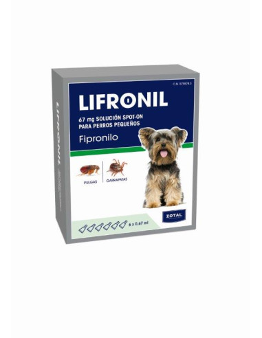 PIPETAS LIFRONIL PERROS PEQ. 6X67ML.