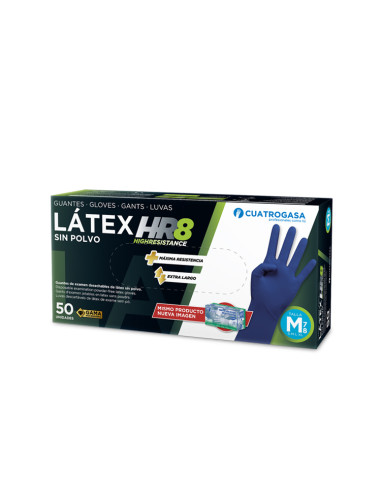 GUANTES LATEX AZUL LARGO C50 EX. GDE.