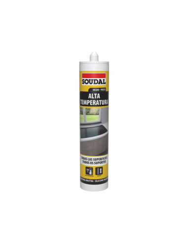 ALTA TEMPERATURA 300º SOUDAL SILICONE CR. 290 PRETOANTRAC.