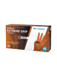 GUANTES NITRILO NARANJA GRIP CAJA 50 uds EXTRA GRANDE 2