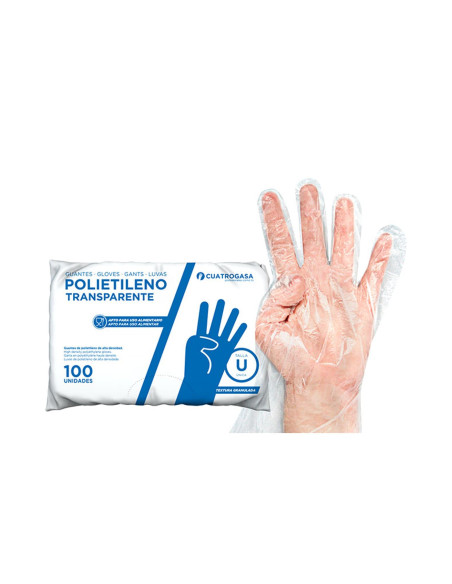 Guantes Transparentes Polietileno 100 uds Uso Alimentario