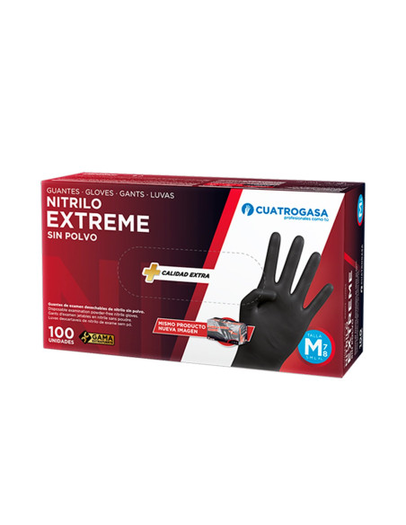 GUANTES NITRILO EXTREM NEGRO CAJA 100 uds  EXTRA GRANDE