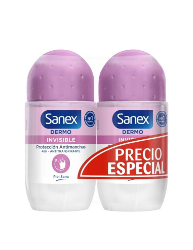DESOD.DERMO SANEX ROLL ON 2X50 INVISIBLE