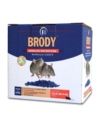 Raticida Brody Cereales 003 Caja 3 kg (3 x 1 kg)