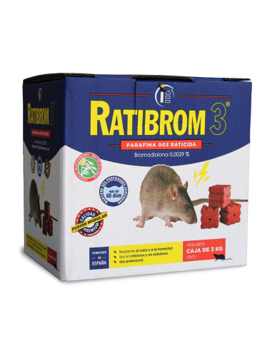 Raticida Ratibrom 3 Bloque 20 g 003 Caja 3 kg...