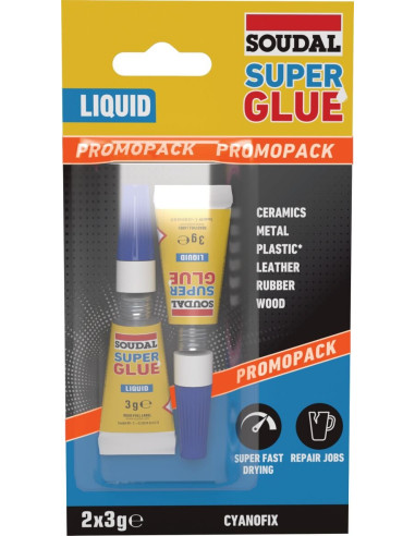 Soudal Super Glue Líquido 3 g + 3 g