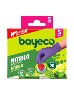 Bayeco Guantes Nitrilo Resistente Morado Caja 20 uds Talla S