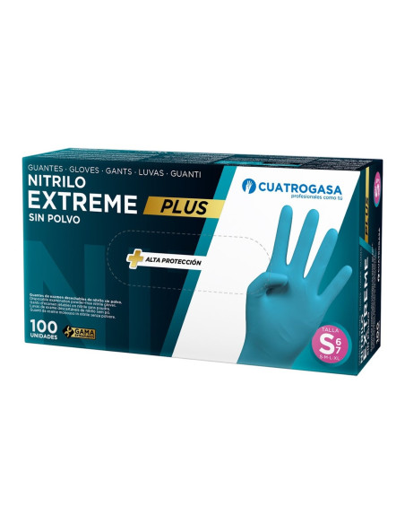 Cuatrogasa Guantes Nitrilo Extreme Plus Azul Caja 100 uds Talla S