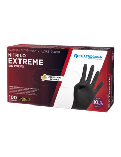Cuatrogasa Guantes Nitrilo Extreme Negro Caja 100 uds...
