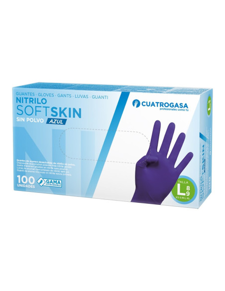 Cuatrogasa Guantes Nitrilo Softskin Azul Caja 100 uds Talla L