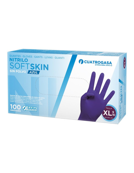 Cuatrogasa Guantes Nitrilo Softskin Azul Caja 100 uds Talla XL