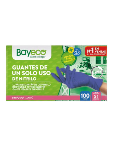 Bayeco Guantes Nitrilo 100 Azul Caja 100 uds Talla S