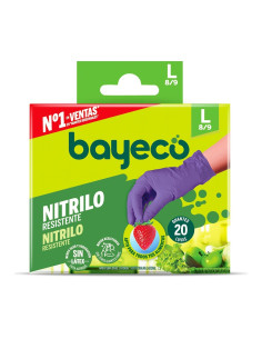 Bayeco Guantes Nitrilo Resistente Morado Caja 20 uds Talla L