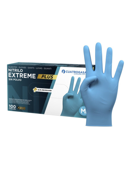 Cuatrogasa Guantes Nitrilo Extreme Plus Azul Caja 100 uds Talla M