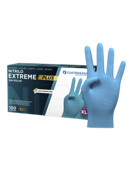 Cuatrogasa Guantes Nitrilo Extreme Plus Azul Caja 100 uds Talla XL