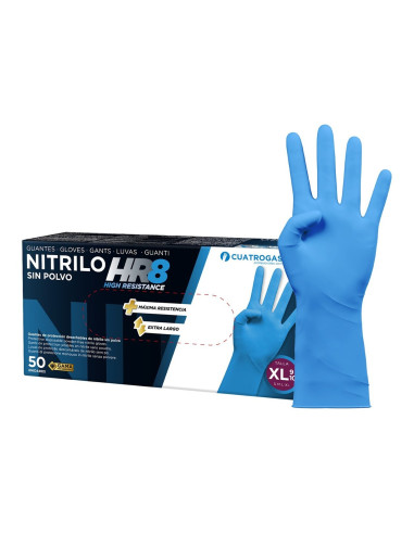 Cuatrogasa Guantes Nitrilo HR 8 Azul Extra...