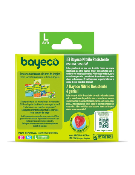 Bayeco Guantes Nitrilo Resistente Morado Caja 20 uds Talla L
