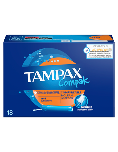 LOS TAMPONES TAMPAX COMPAK SUPER PLUS OFRECEN PROTECCIÓN Y DISCRECIÓN      DURANTE LOS DÍAS DE FLUJO MENSTRUAL ESCASO. 2 V