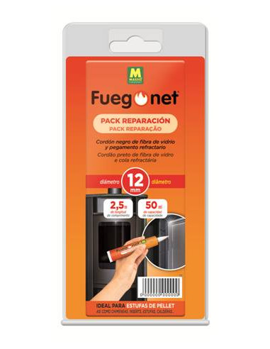 Fuegonet Pack Reparación: cordón aislante Ø 12 mm  pegamento 50 ml