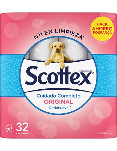 SCOTTEX ORIGINAL PAPEL HIGIÉNICO SECO 32 ROLLOS