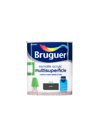 BRUGUER ESMALTE ACRÍLICO MULTI-SUPERFÍCIE MATTE 750 ml. GRAFITE