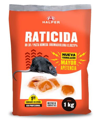 CEBO FRESCO DE GRAN APETENCIA FORMULADO CON HARINAS Y ACEITES VEGETALESINDICADO PARA LA ELIMINACIÓN DE RATAS Y RATONES