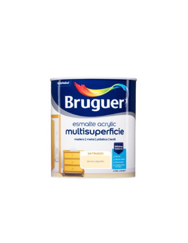BRUGUER ESMALTE ACRYLIC MULTISUPERFICIE SATINADO 750 ml. BLANCO ALGODON