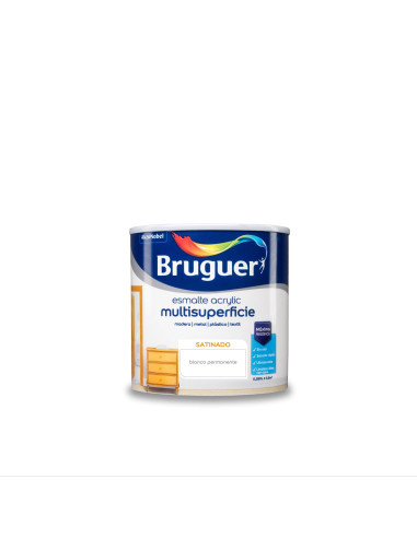 BRUGUER ESMALTE ACRYLIC MULTISUPERFICIE SATINADO 250 ml. BLANCO PERMANENTE