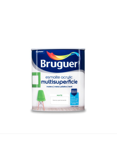 BRUGUER ESMALTE ACRYLIC MULTISUPERFICIE MATE 750 ml. BLANCO PERMANENTE