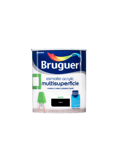 BRUGUER ESMALTE ACRYLIC MULTISUPERFICIE MATE 750 ml. NEGRO