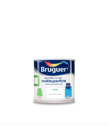BRUGUER ESMALTE ACRYLIC MULTISUPERFICIE MATE 250 ml. BLANCO PERMANENTE
