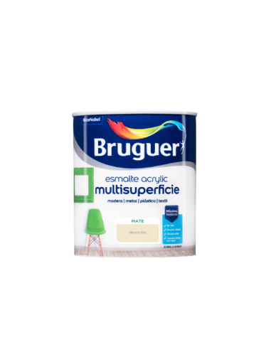 BRUGUER ESMALTE ACRYLIC MULTISUPERFICIE MATE 750 ml. BLANCO LINO