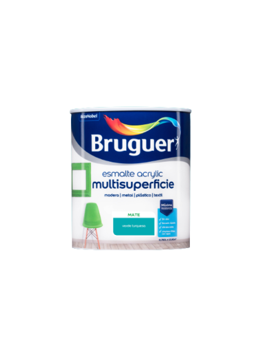 BRUGUER ESMALTE ACRYLIC MULTISUPERFICIE MATE 750 ml. VERDE TURQUESA