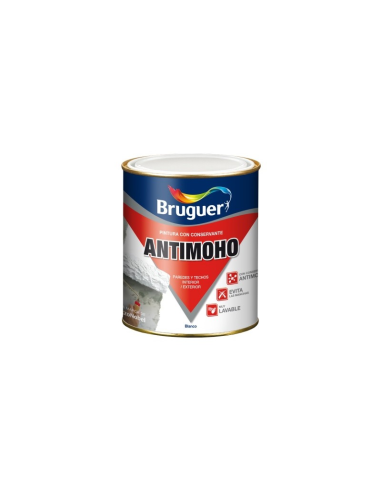 PINTURA BRUGUER CON CONSERVANTE ANTIMOHO MATE BLANCO 750 ml