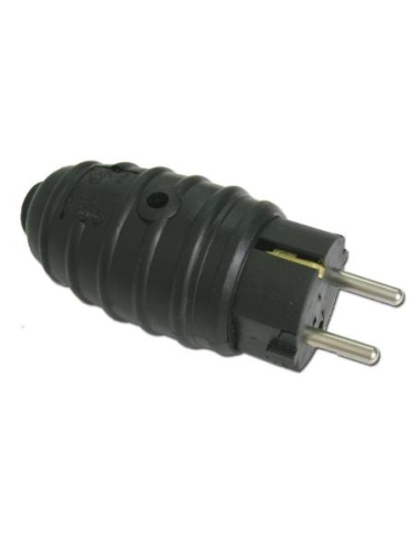 CLAVIJA BIPOLAR CON TOMA DE TIERRA GOMA NEGRA 48 mm