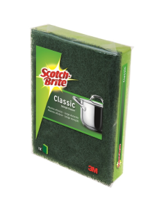 SCOTCH BRITE ESFREGÃO DE FIBRA VERDE TAMANHO      GRANDE COM RECIPIENTE DE ESPONJA 1 UNIDADE