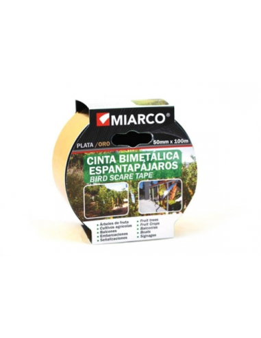 CINTA ESPANTA PAJAROS MIARCO 100 METROS ORO-PLATA