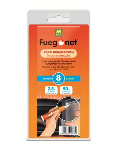 CORDON CHIMENEA FUEGO NET NEGRO Ø 8  COLA REFRAC 50 ml