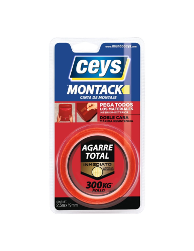 CINTA MONTAJE DOBLE CARA MONTACK CEYS 25m x 19mm