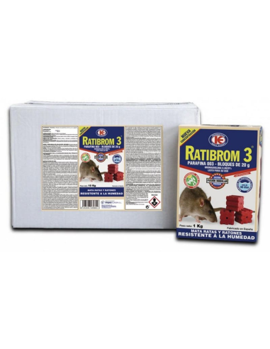 RATICIDA RATIBROM-3 PARAFINA 20 GR 003 CAJA 10 kg 10X1